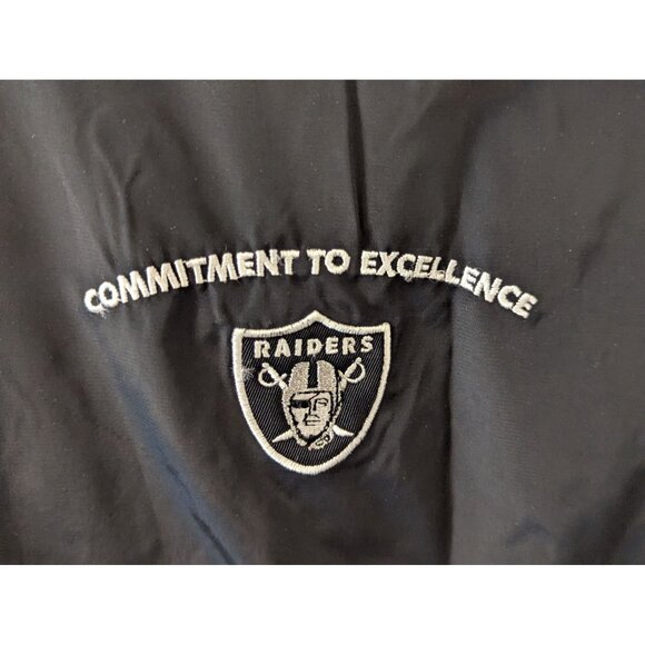 NFL Raiders Pullover Jacket Mens Medium Black Polyester Lightweight - Picture 7 of 9